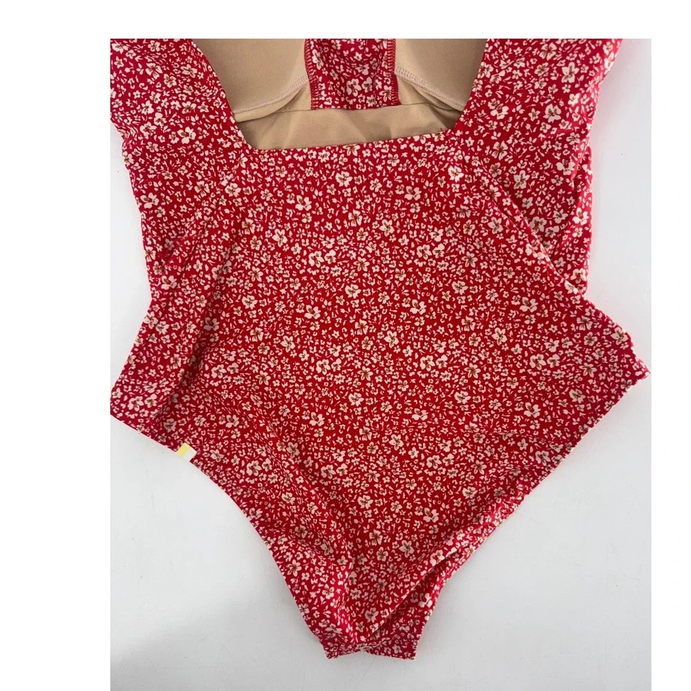 Summersalt The‎ Ruffle Backflip Women Size 12 Red Floral One Piece Swimsuit